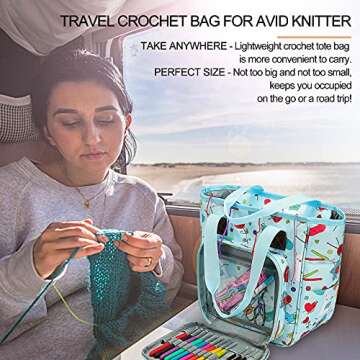 Coopay Knitting Bag Yarn Storage Organizer, Portable Knitting Tote Basket Yarn Bags for Crochet Hook...