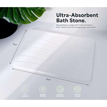 EARTHSTONE - Stone Bath Mat, Diatomaceous Earth Bath Mat - Natural Stone Bath Mats for Bathroom, Ult...