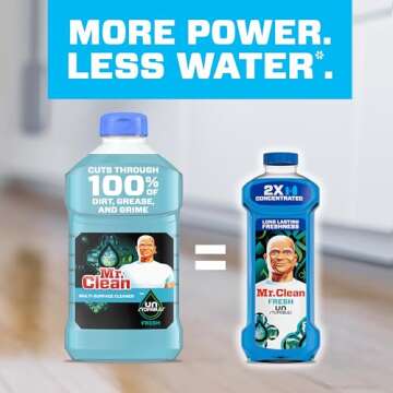 Mr. Clean 2X Concentrated Multi Surface Cleaner with Unstopables Fresh Scent, All Purpose Cleaner, 41 fl oz (Pack of 2)