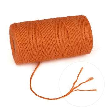 KINGLAKE 328 Feet Natural Jute Twine Best Arts Crafts Gift Twine Christmas Twine Durable Packing String,Orange
