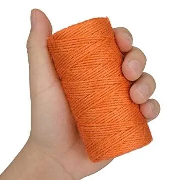 KINGLAKE 328 Feet Natural Jute Twine Best Arts Crafts Gift Twine Christmas Twine Durable Packing String,Orange