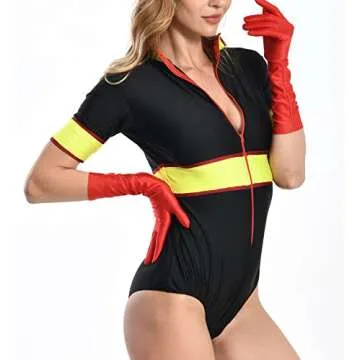 WOLF UNITARD Sexy Firefighter Costume Women Halloween