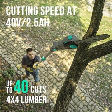 Litheli Cordless Pole Saw - 40V Powerful Tree Trimmer