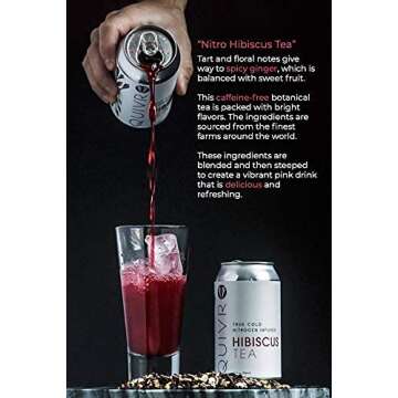 Quivr Nitro Cold Brew Hibiscus Tea | Caffeine Free, 12 Pack