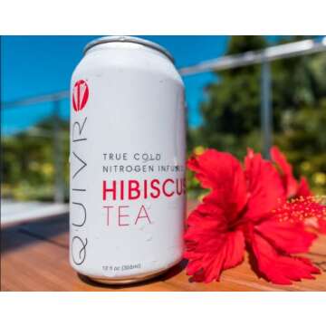 Quivr Nitro Cold Brew Hibiscus Tea | Caffeine Free, 12 Pack