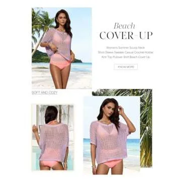 Dokotoo Womens Spring Summer Scoop Neck Short Sleeve Sweater Casual Crochet Hollow Out Knit Tops Work Business Pullover Shirts Swim Suits for Women 2025 Bathing Suit for Women Orchid Bouquet Small