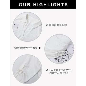 Blooming Jelly Womens Bathing Suit Cover Up Swimsuit Coverup Beach Dress Bikini Drawstring Swimwear Cover ups(Medium, White)