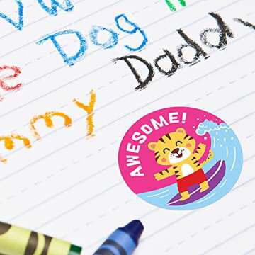 Sweetzer & Orange Reward Stickers for Teachers, 1008 Decals for Kids in 9 Designs, 1 Inch School Tags on Sheets, Classroom Teacher Supplies, Potty Training Badges and Motivational Chart