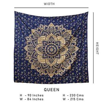 Blue Gold Passion Ombre Mandala Tapestry - Perfect Wall Art