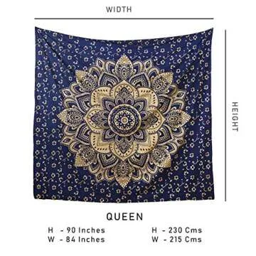 Blue Gold Passion Ombre Mandala Tapestry - Perfect Wall Art