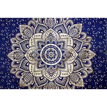 Blue Gold Passion Ombre Mandala Tapestry - Perfect Wall Art
