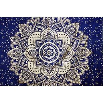 Blue Gold Passion Ombre Mandala Tapestry - Perfect Wall Art