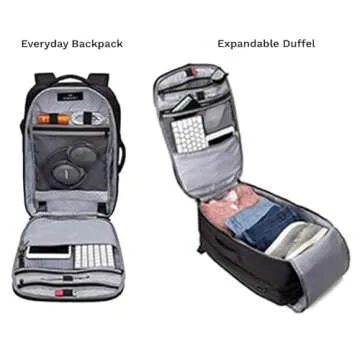 Knack Convertible Duffel Laptop Backpack, Expandable Travel Duffel Bag With 6 Day Outfit Capacity, Large Laptop Duffel Bag for Everyday Travel, Gym, and Work (Midnight Black)