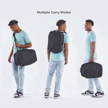 Knack Convertible Duffel Laptop Backpack, Expandable Travel Duffel Bag With 6 Day Outfit Capacity, Large Laptop Duffel Bag for Everyday Travel, Gym, and Work (Midnight Black)