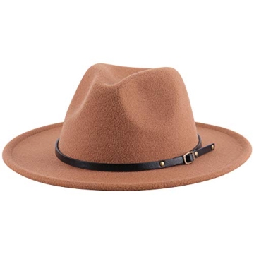 Jastore Kids Girls Boys Classic Wide Brim Bowknot Floppy Fedora Hat Wool Felt Bowler Cap (C-Khaki, 5...