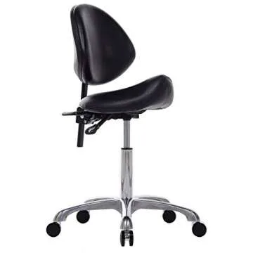 FRNIAMC Heavy-Duty Hydraulic Saddle Stool Chair with Backrest