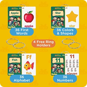 144 Toddler Flash Cards for ABCs, Numbers, Colors & Shapes