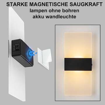 SURPALIG Touch Control Wall Sconces Set of 2 Bedside Night Light Dimmable 3600mAh Battery Operated Wall Lights for Bedroom, Rechargeable Magnetic Cordless LED Energy Saving Warm Light Wall Lamp