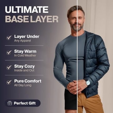 Thermajohn Thermal Shirts for Men Long Sleeve Thermal Compression Shirts for Men Base Layer Cold Weather (Black, X-Small)