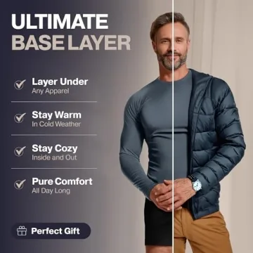 Thermajohn Thermal Shirts for Men Long Sleeve Thermal Compression Shirts for Men Base Layer Cold Weather (Black, X-Small)