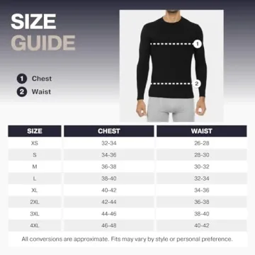 Thermajohn Thermal Shirts for Men Long Sleeve Thermal Compression Shirts for Men Base Layer Cold Weather (Black, X-Small)