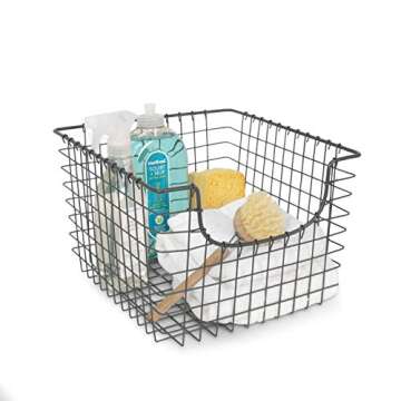 Spectrum Diversified Scoop Wire Storage Basket, Medium, Industrial Gray, 6-Pack