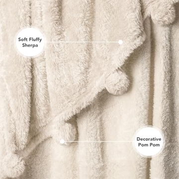 PAVILIA Cream Sherpa Blanket for Cozy Comfort