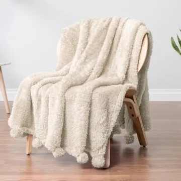 PAVILIA Cream Sherpa Blanket for Cozy Comfort