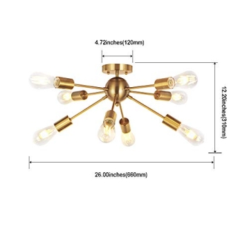 VINLUZ 8 Light Modern Sputnik Chandelier for Home