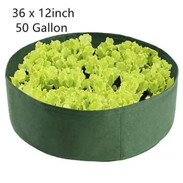 INFILM 2 Pack Plant Growing Bag, 50 Gallon Large Round Fabric Raised Garden Bed Seedling Nursery Grow Bags Planter Pot Container for Plants Vegetables Flowers, Green