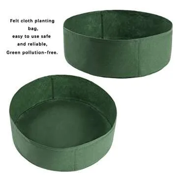 INFILM 2 Pack Plant Growing Bag, 50 Gallon Large Round Fabric Raised Garden Bed Seedling Nursery Grow Bags Planter Pot Container for Plants Vegetables Flowers, Green