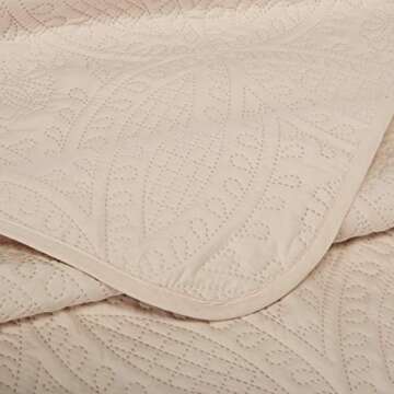 Chezmoi Collection Austin 3-Piece Oversized Bedspread Coverlet Set (King, Ivory)