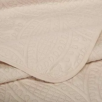 Chezmoi Collection Austin 3-Piece Oversized Bedspread Coverlet Set (King, Ivory)