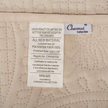 Chezmoi Collection Austin 3-Piece Oversized Bedspread Coverlet Set (King, Ivory)