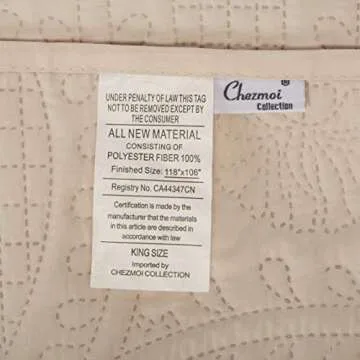 Chezmoi Collection Austin 3-Piece Oversized Bedspread Coverlet Set (King, Ivory)
