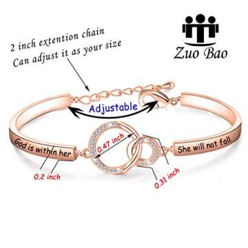 Zuo Bao Christian Gift Religious Jewelry Psalm 46:5 God is Within Her She Will Not Fall Bracelet Bib...