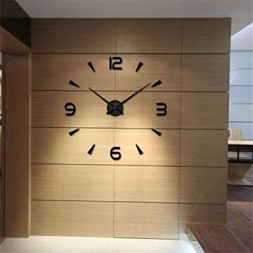 FASHION in THE CITY 3D DIY Wall Clock Creative Design Mirror Surface Wall Decorative Sticker Watches (Black)