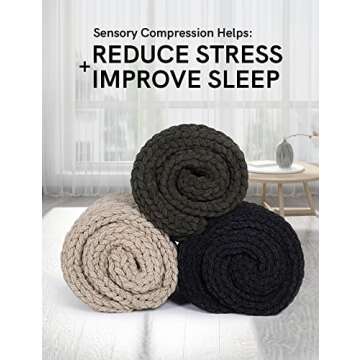 YnM Chenille Weighted Blanket, Handmade Chunky Knitted Design, Soft and Cozy, Temperature Regulating and Breathable, Machine Washable Throw for Sleep or Home Decor (Beige, 50x60 Inch, 10lbs)