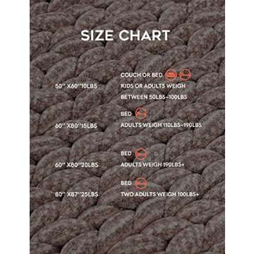 YnM Chenille Weighted Blanket, Handmade Chunky Knitted Design, Soft and Cozy, Temperature Regulating and Breathable, Machine Washable Throw for Sleep or Home Decor (Beige, 50x60 Inch, 10lbs)