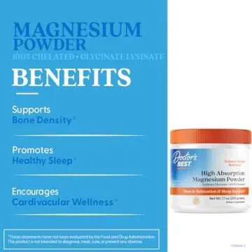 Doctor's Best High Absorption Magnesium Powder,White, 100% Chelated TRACCS, Not Buffered, Headaches, Sleep, Energy. Non-GMO, Vegan, Gluten Free, 200G, 7.1 Ounce (Pack of 1)