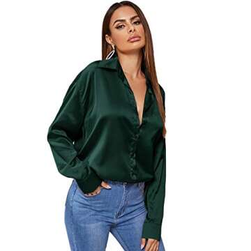 Elegant SOLY HUX Satin Silk Office Blouse for Women