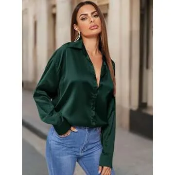 Elegant SOLY HUX Satin Silk Office Blouse for Women