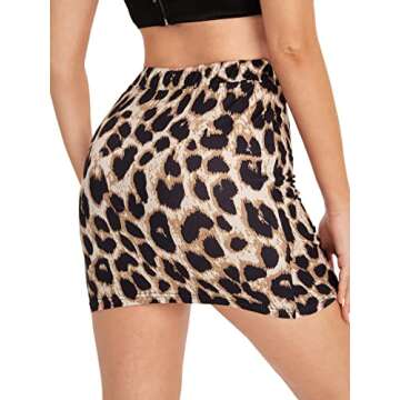 Verdusa Women's Elegant Ruched High Waist Bodycon Wrap Mini Skirt Leopard Print XXL