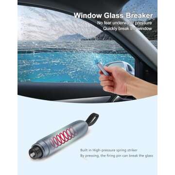 ZEN HON Car Window Breaker,Safety Hammer and Seatbelt Cutter 2 in 1,Metal Shell,High-Pressure Spring Striker,Anti Injury Hand Cutting Knife,Emergency Escape Glass Breaker Tool for Driving(Pink+Gray)