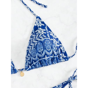 SOLY HUX Women's Adjustable Halter Top Bikini Set