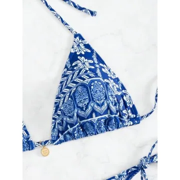 SOLY HUX Women's Adjustable Halter Top Bikini Set