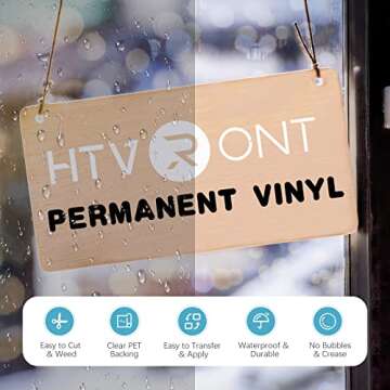 HTVRONT Permanent Vinyl for Cricut, 12" x 18FT White Permanent Vinyl for Cricut Machine - Adhesive Vinyl Roll for Cricut, Silhouette, Signs, Scrapbooking, Craft, Die Cutters (Glossy White)