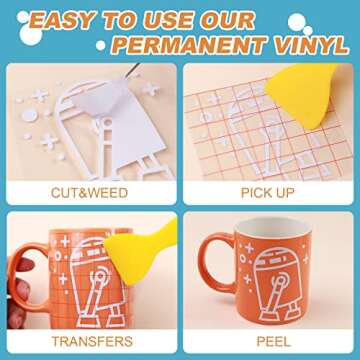 HTVRONT Permanent Vinyl for Cricut, 12" x 18FT White Permanent Vinyl for Cricut Machine - Adhesive Vinyl Roll for Cricut, Silhouette, Signs, Scrapbooking, Craft, Die Cutters (Glossy White)
