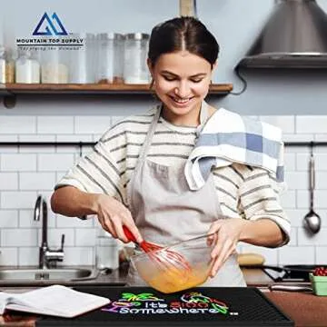 Ultra High Quality Bar Mat - "It's 5:00 Somewhere" 12 x 18 Inch Rubber Bar Mat; Entertaining and Vib...