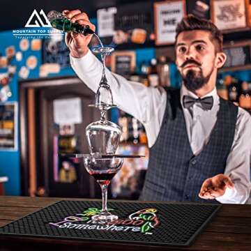Ultra High Quality Bar Mat - "It's 5:00 Somewhere" 12 x 18 Inch Rubber Bar Mat; Entertaining and Vibrant Bar Mat for Home Bar; Durable Bar Mats for Countertop; Drying Mat for Kitchen Counter